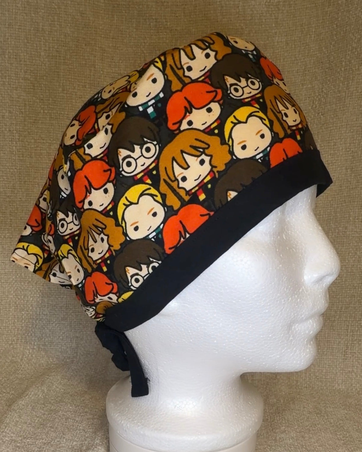 Chibi Wizard School Print Scrub Cap | Tie-Back Style | Capsential