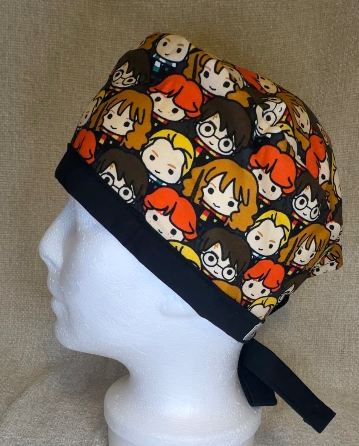 Chibi Wizard School Print Scrub Cap | Tie-Back Style | Capsential