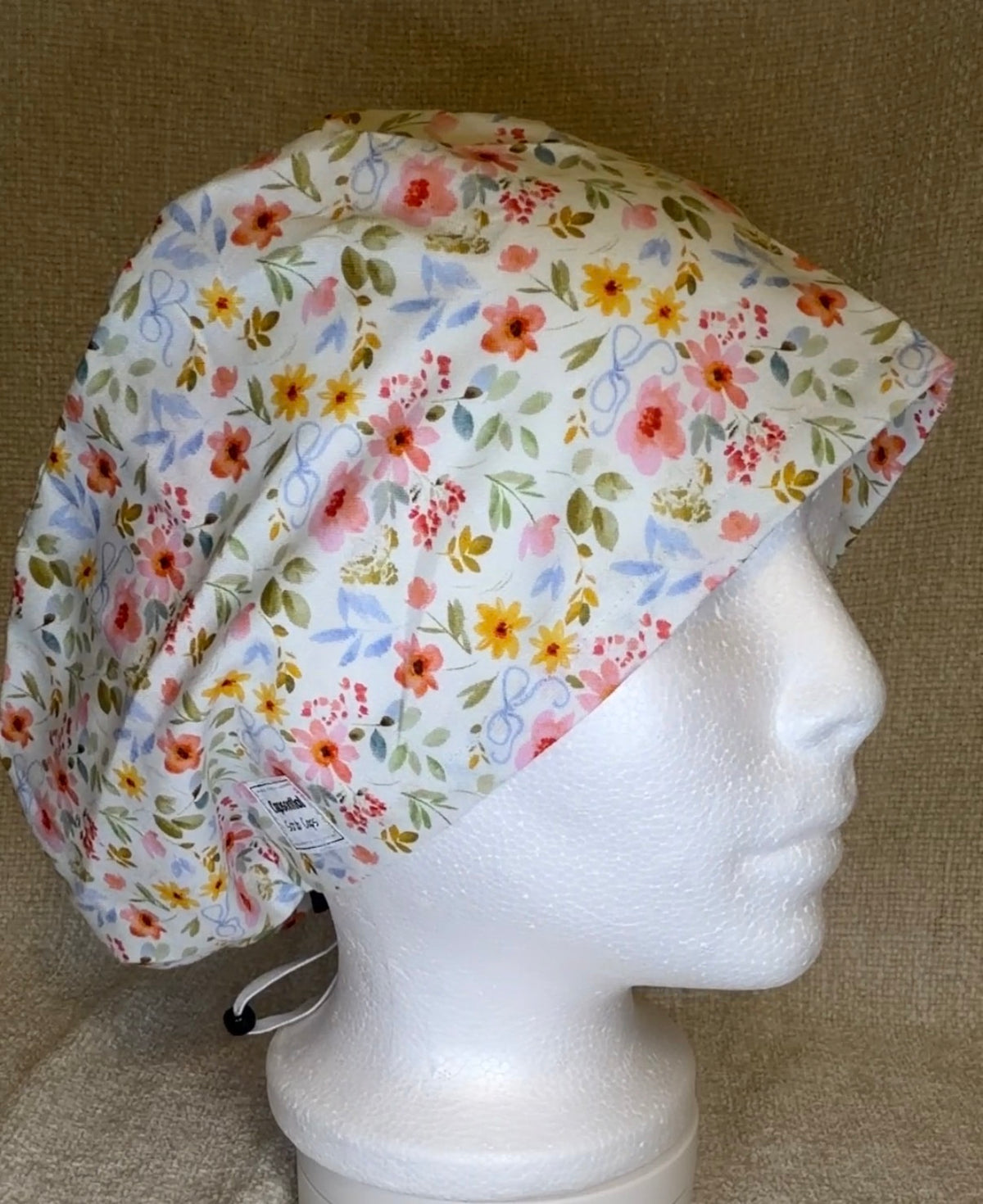 Wildflower Ribbon Watercolor Scrub Cap | Euro Style | Capsential