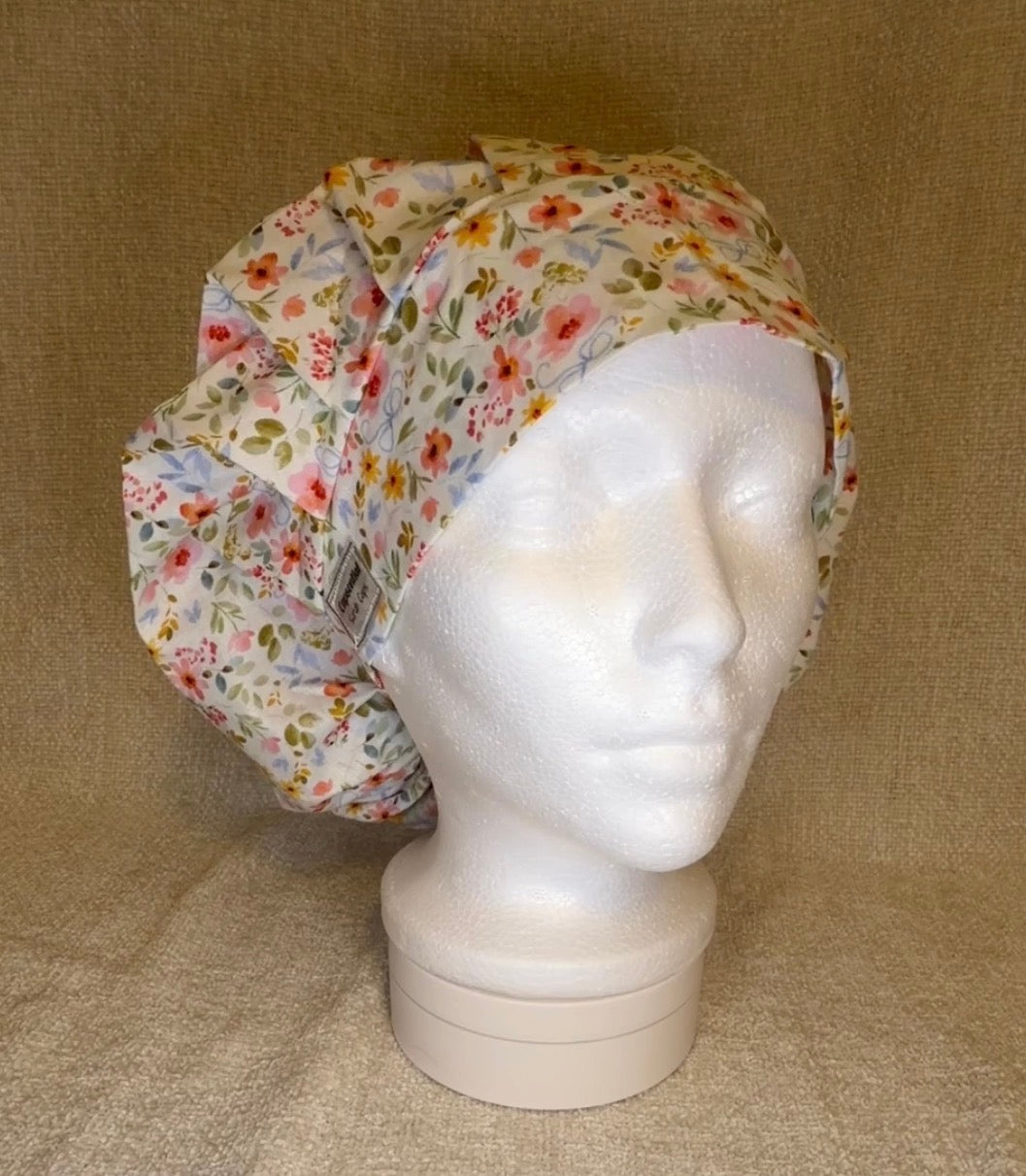 Wildflower Ribbon Watercolor Bouffant Scrub Cap | Capsential