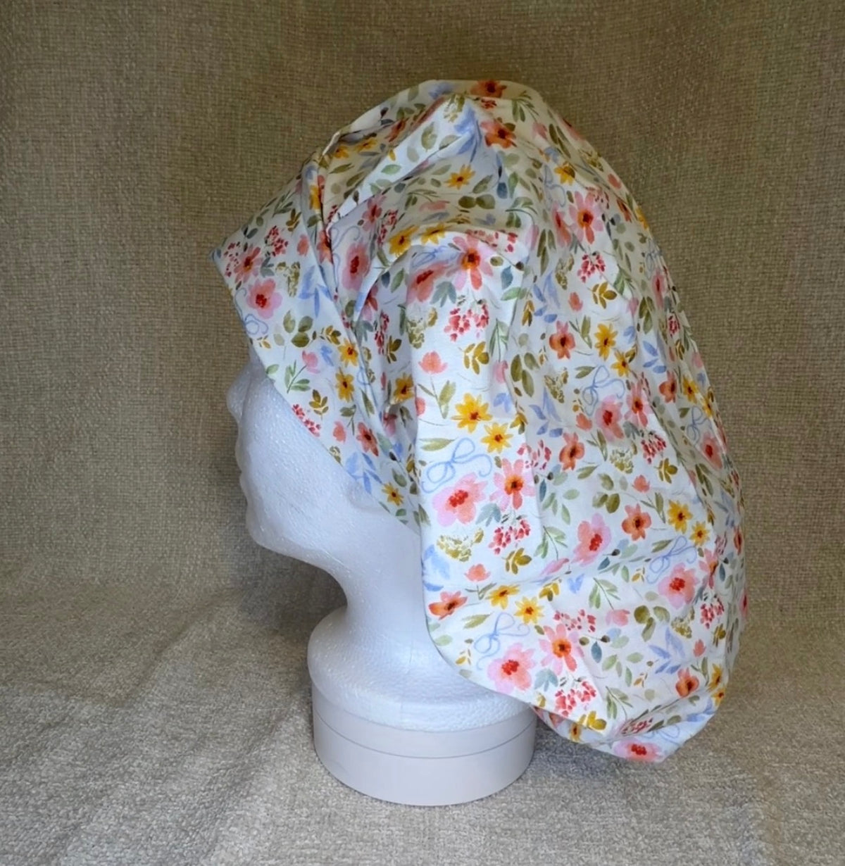 Wildflower Ribbon Watercolor Bouffant Scrub Cap | Capsential
