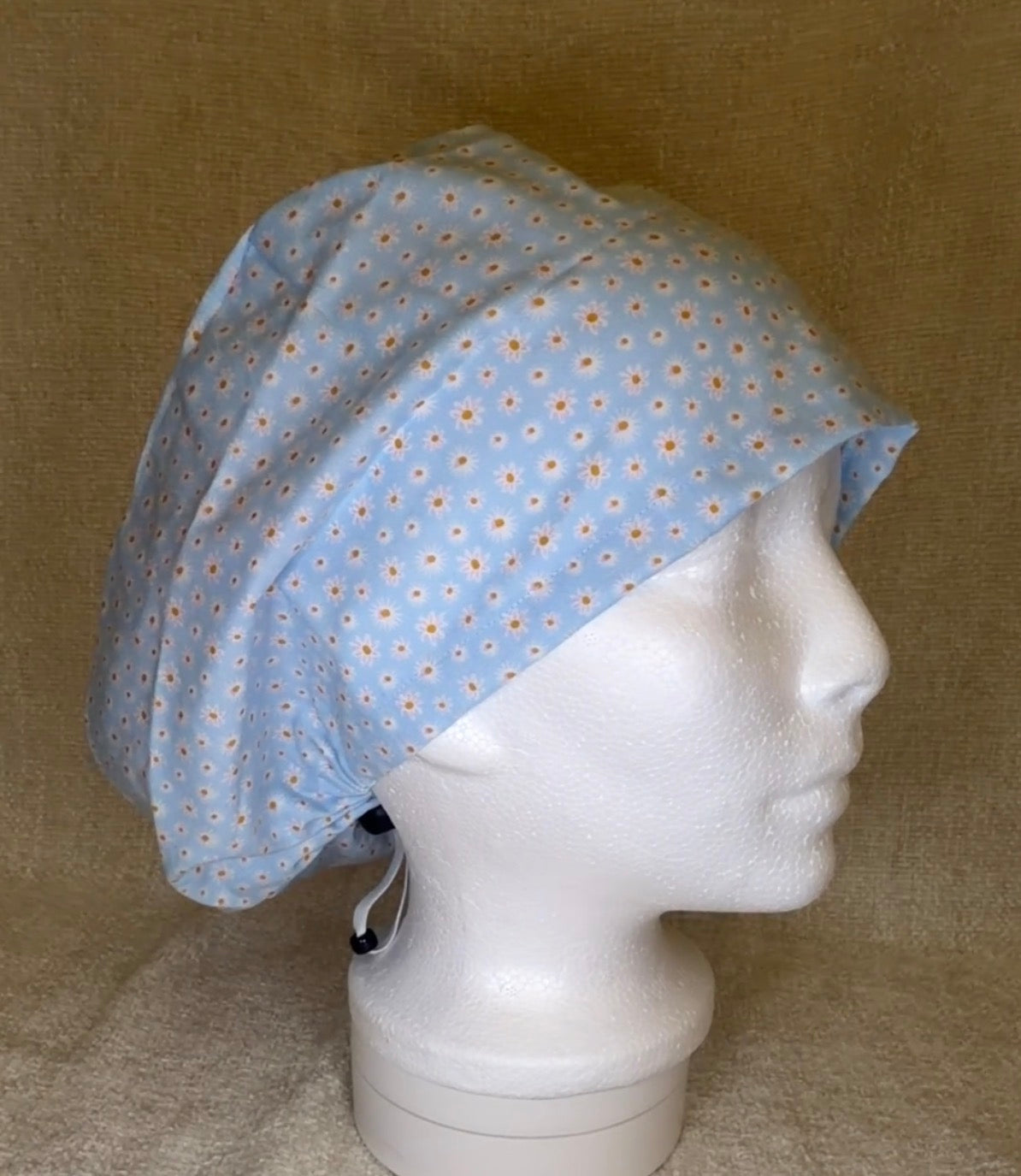 Blue Daisy Print Scrub Cap | Euro Style | Capsential Scrub Caps