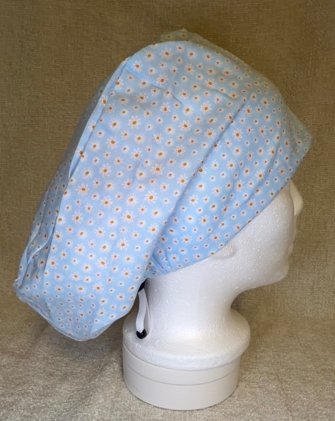 Blue Daisy Print Scrub Cap | Euro Style | Capsential Scrub Caps