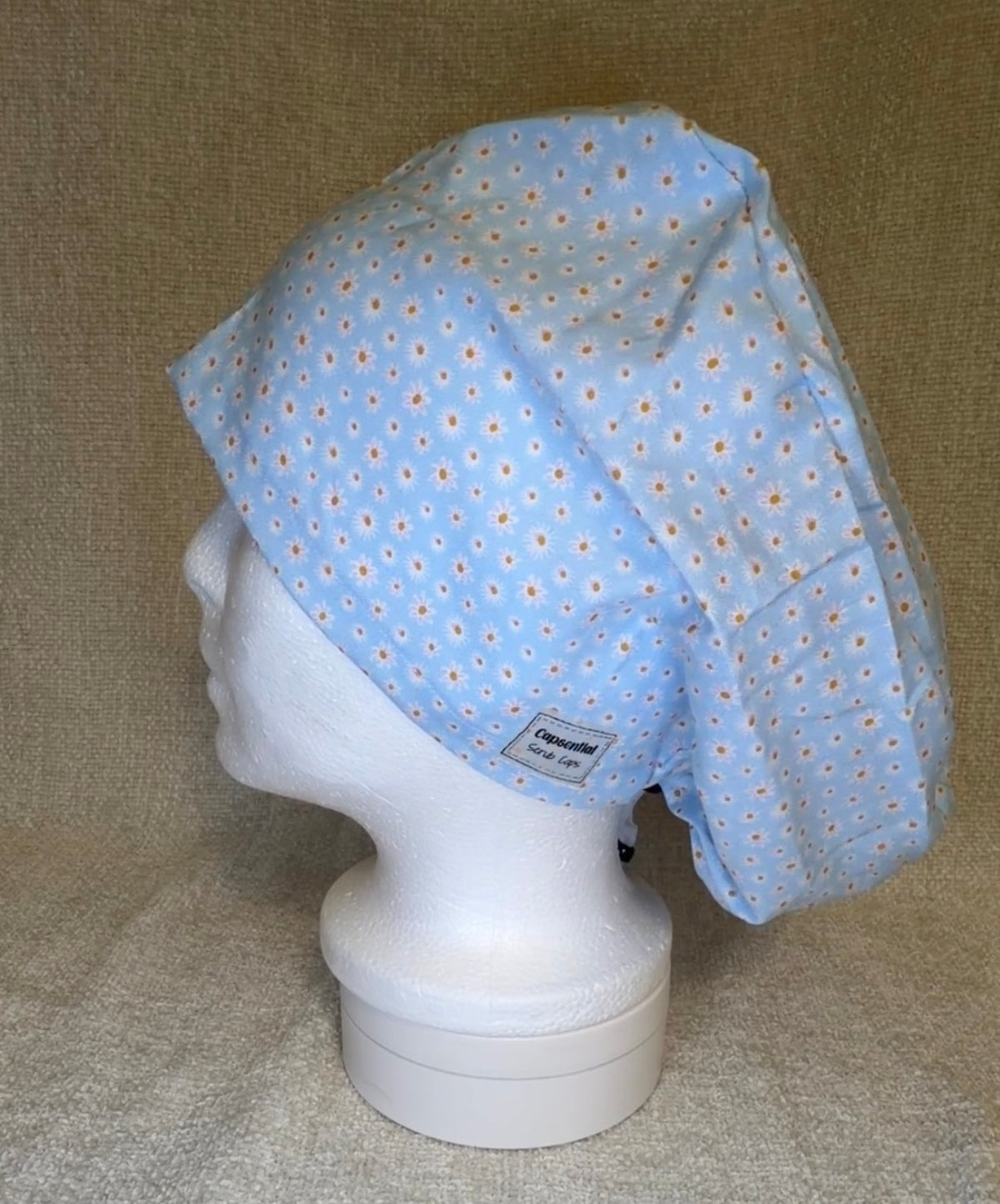 Blue Daisy Print Scrub Cap | Euro Style | Capsential Scrub Caps