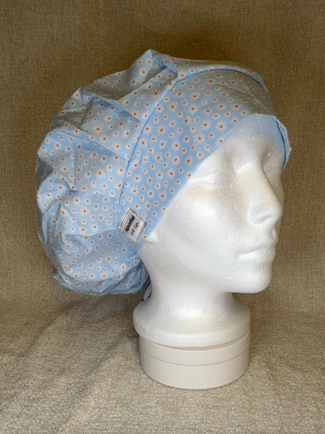 Blue Daisy Print Bouffant Scrub Cap | Capsential Scrub Caps