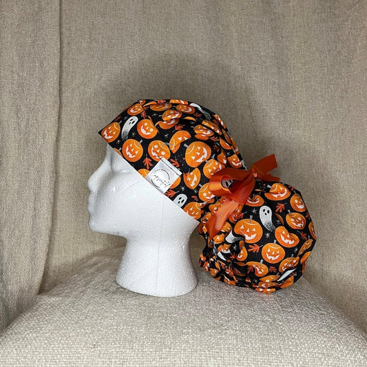 Bouffant/Ponytail: Ghostly Pumpkins