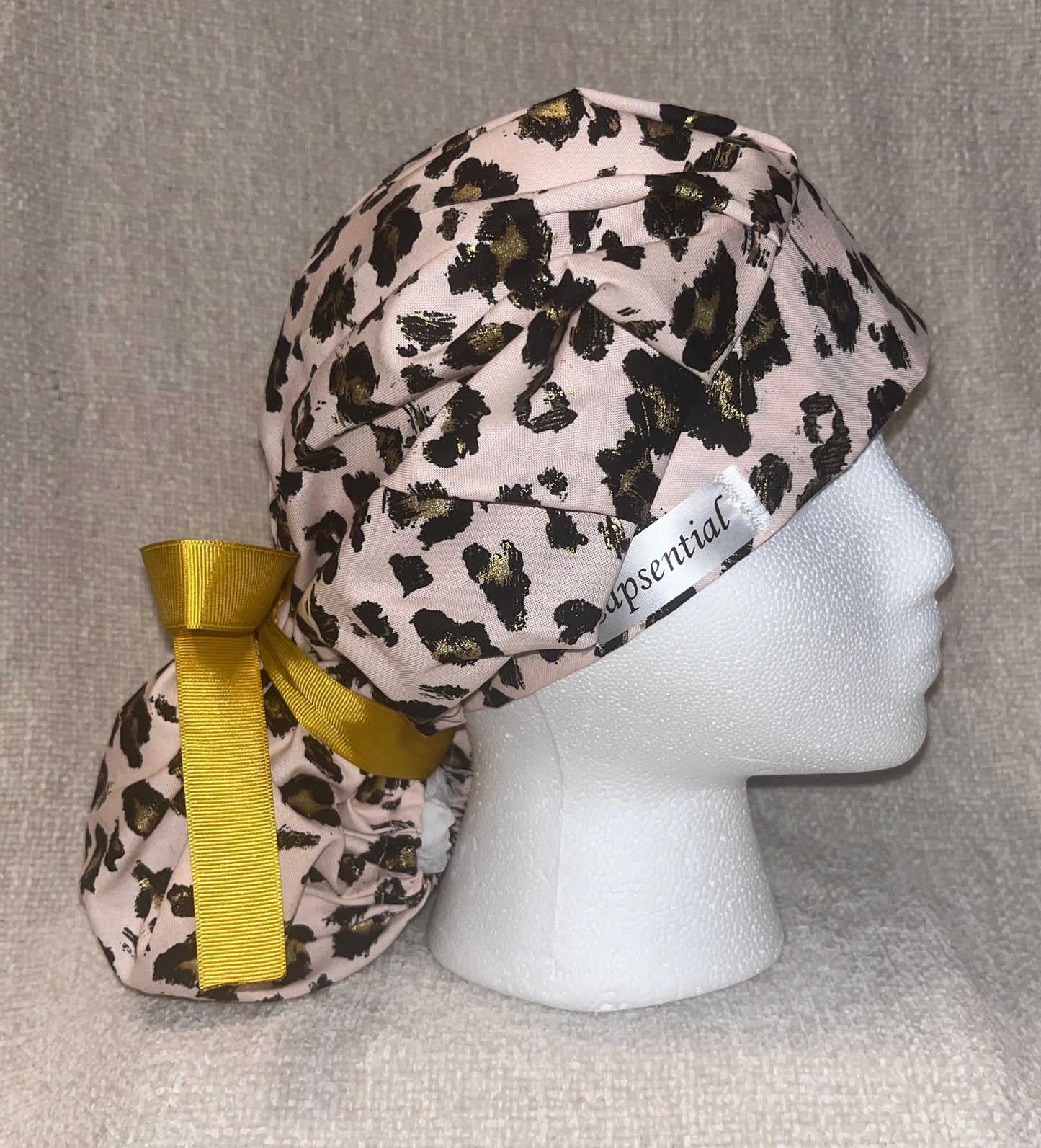 Bouffant/Ponytail: Pink & Gold Leopard Print
